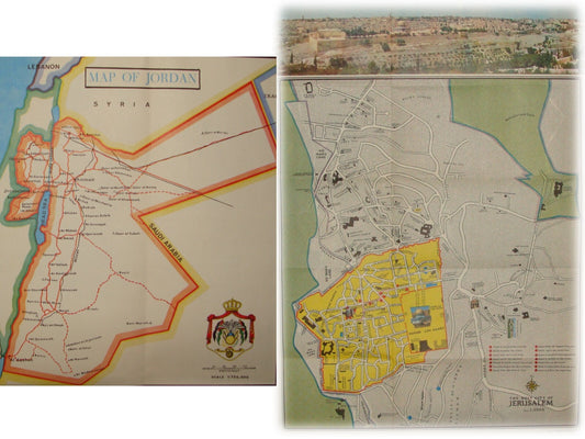 Map Israel "NO MANS LAND" JORDAN JERUSALEM Pre 1967 Six Day War Guide Brochure