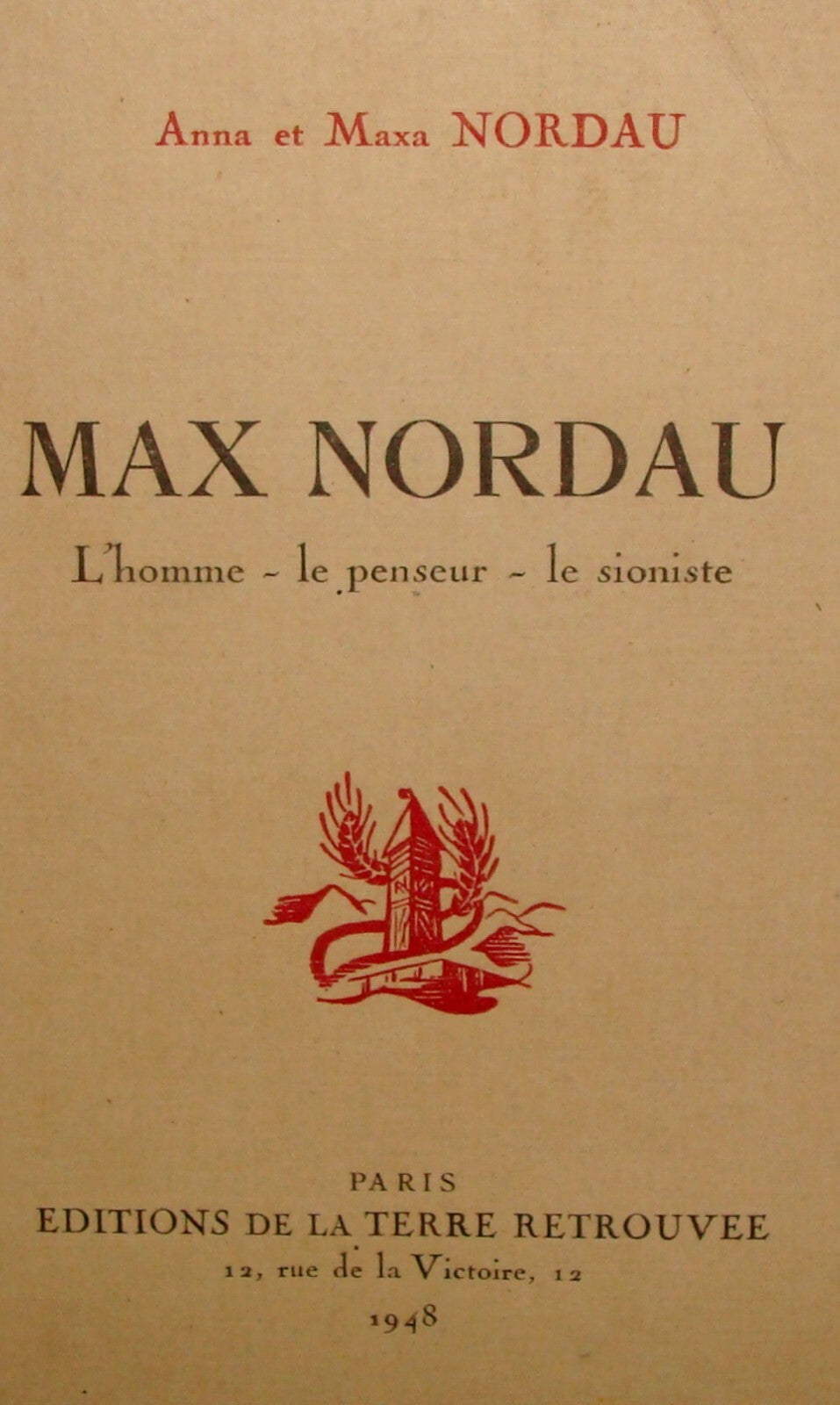 Book Jewish Judaica 1948 Max Nordau MAXA SIGNED History Zionist France French