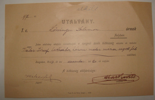 Letter Jewish Judaica Antique 1903 Hungary Szeged Jews LOWINGER SALOMON