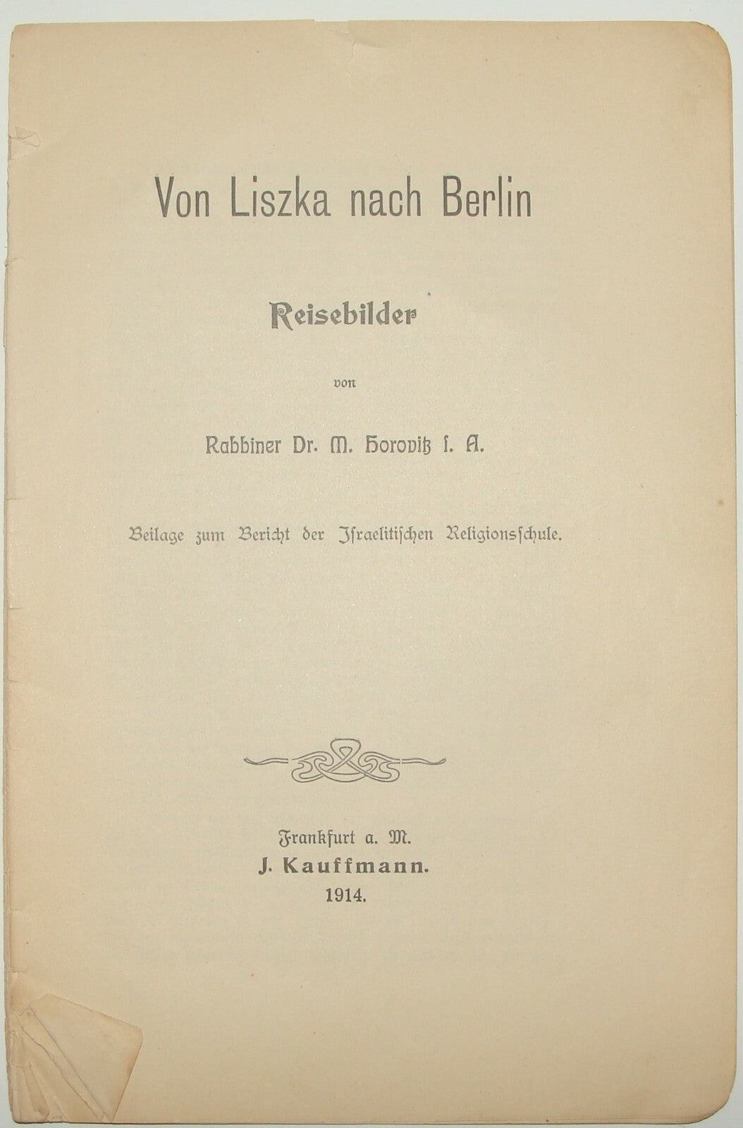 Germany Booklet Jewish Judaica 1914 Liszka to Berlin Rabbi Horovitz Frankfurt