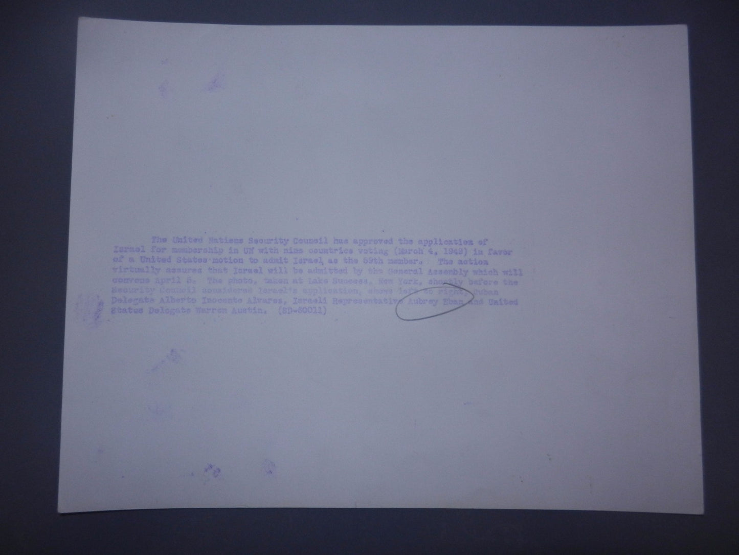 Jewish Judaica Press Photo Abba Eban UN Israel Membership Vote 1949 USA & CUBA