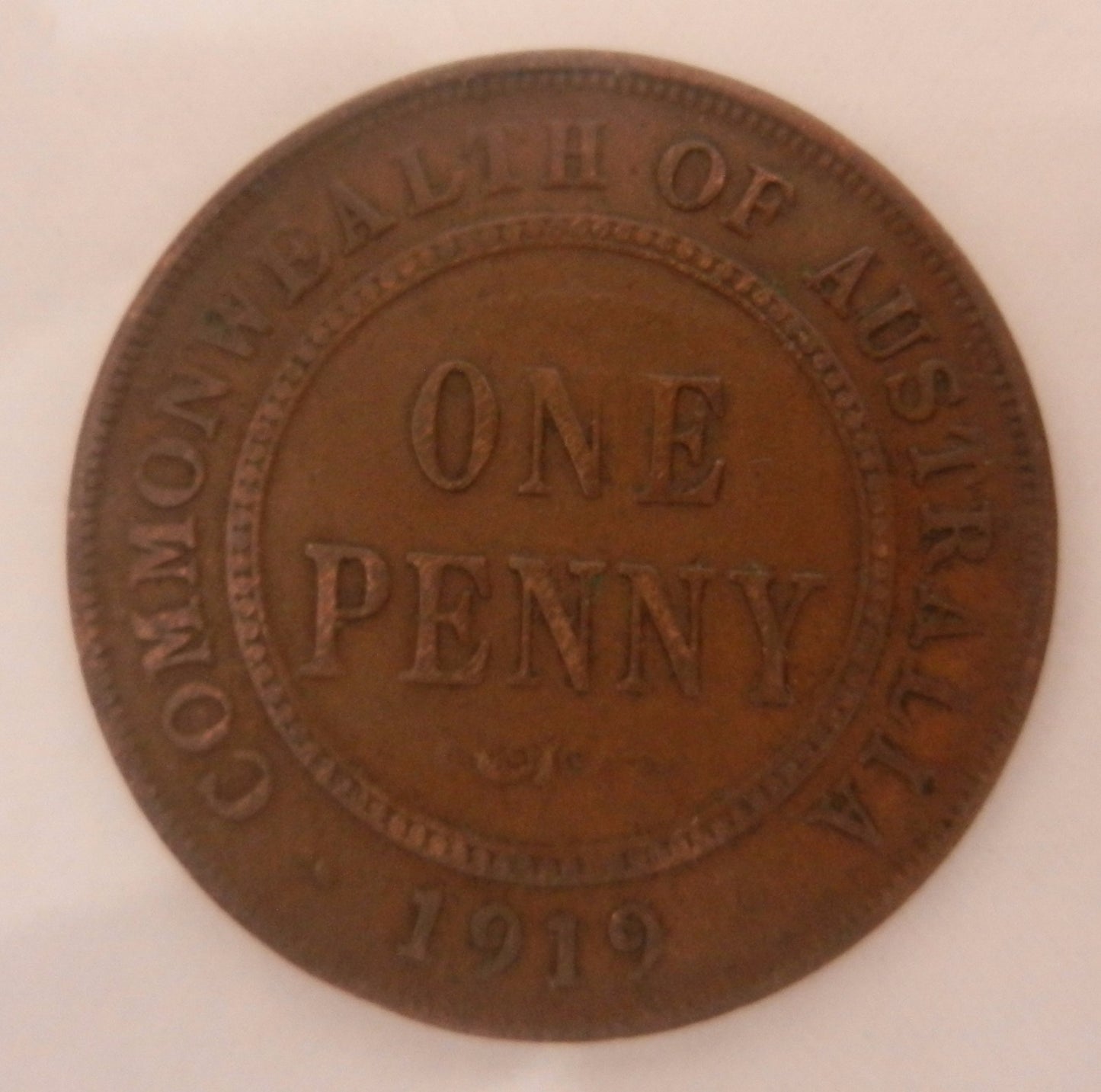 1919 australia one 1 penny dot #