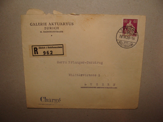 Stamp Jewish 192 Switzerland GALERIE AKTUARYUS Zurich Cover