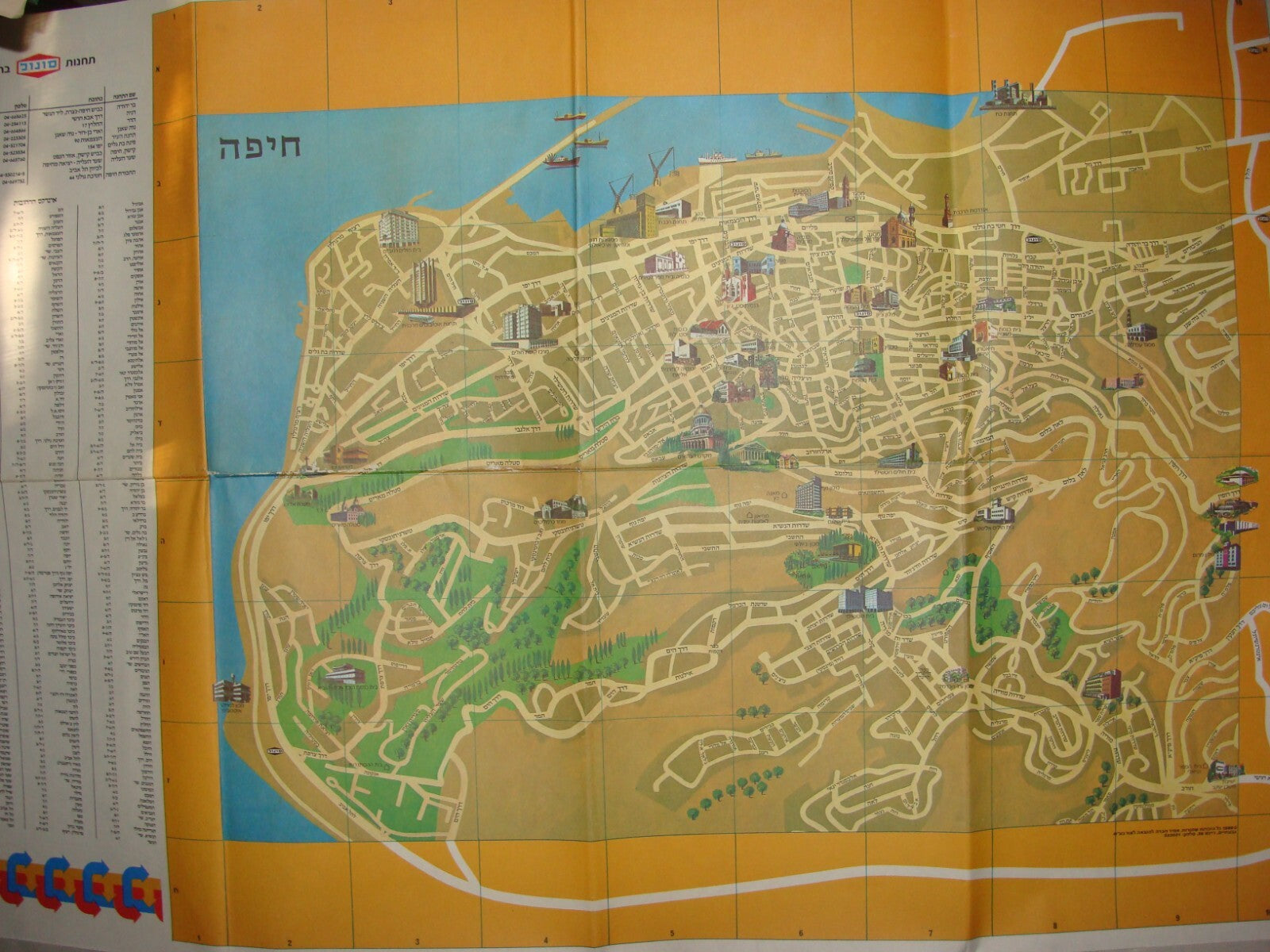 Map Israel Israeli 1986 SONOL Gas Oil Company Haifa Tel Aviv Pictorial