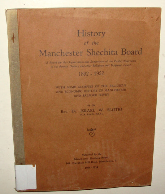 Book Jewish Judaica History of the Manchester Shechita Board 1954 Britain UK