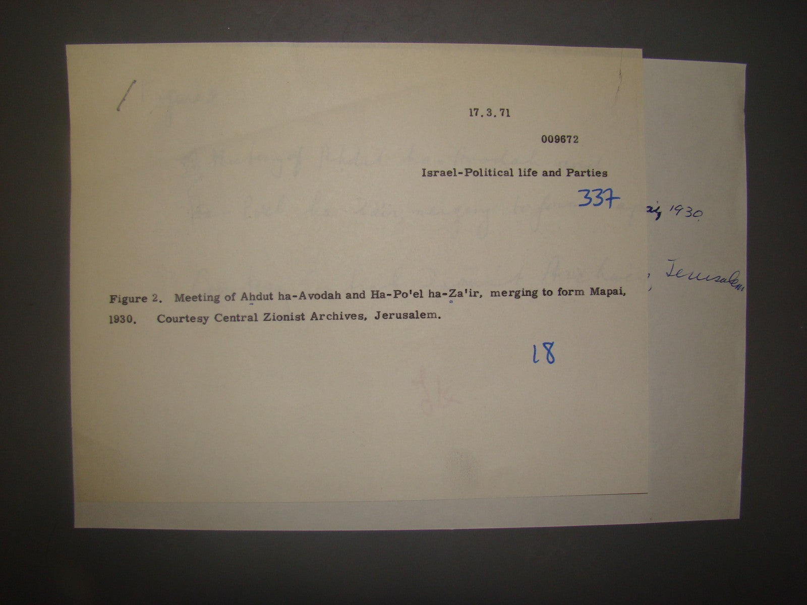 Map Jewish 1930 Agency Photo Zionist Ahdut HaAvoda Hapoel HaTzair Political