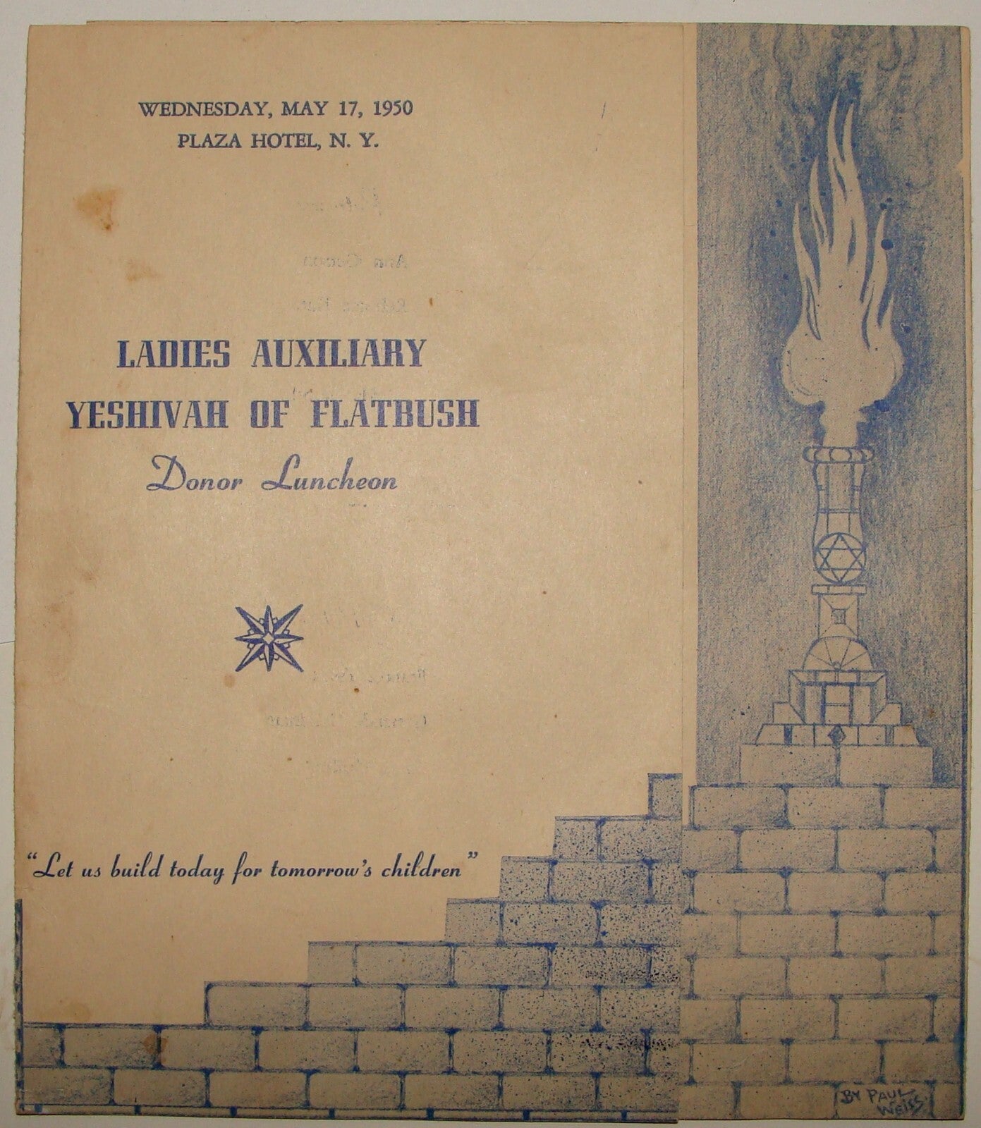 Ad Jewish Judaica Ladies Auxiliary Yeshivah of Flatbush 1950 Luncheon NY