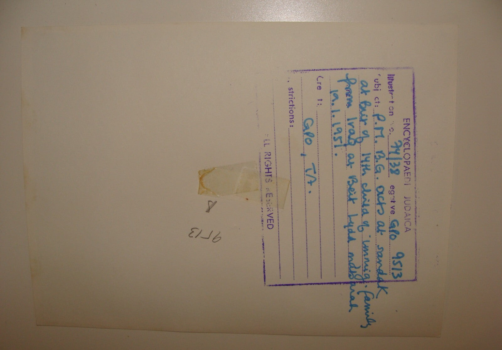 Pol Photo Print 1951 Israel Prime Minister DAVID BEN GURION Beit Lid Iraq