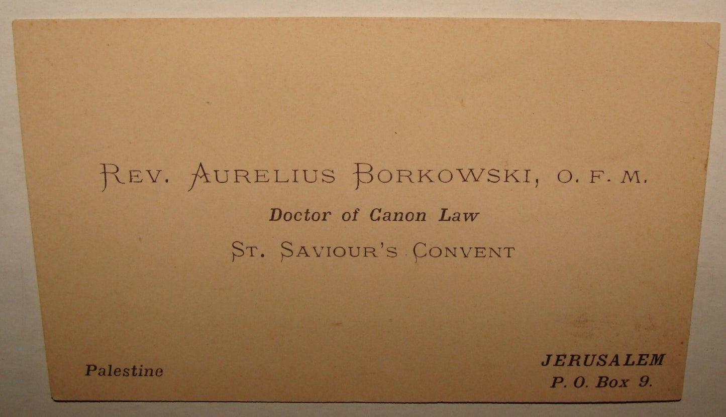 1920s Christian Catholic Rev. Aurelius Borkowski Palestine Israel Jerusalem Card