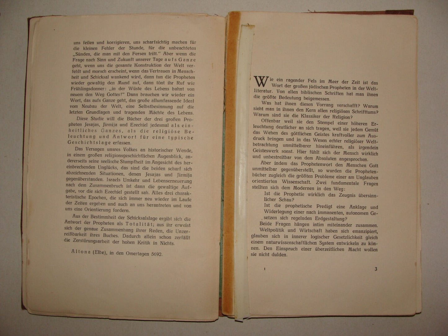 Germany Book Jewish Judaica Rabbi Joseph Carlebach Grossen Propheten German 1932