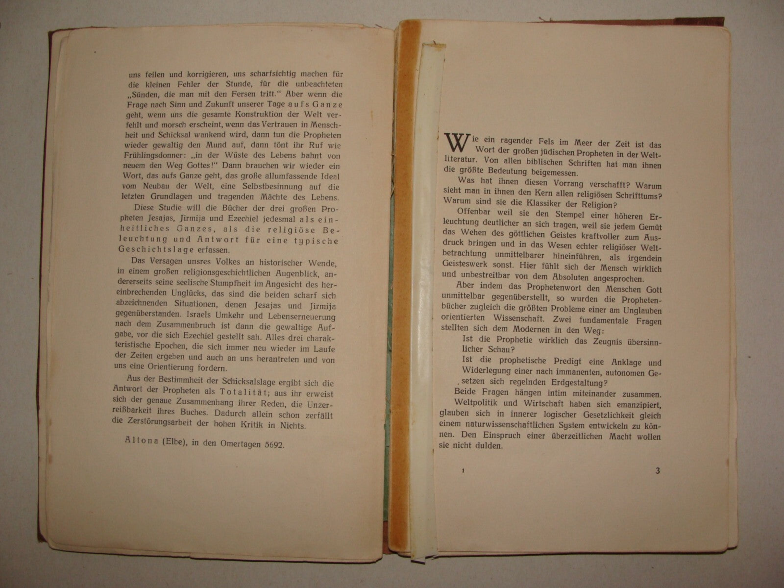 Germany Book Jewish Judaica Rabbi Joseph Carlebach Grossen Propheten German 1932