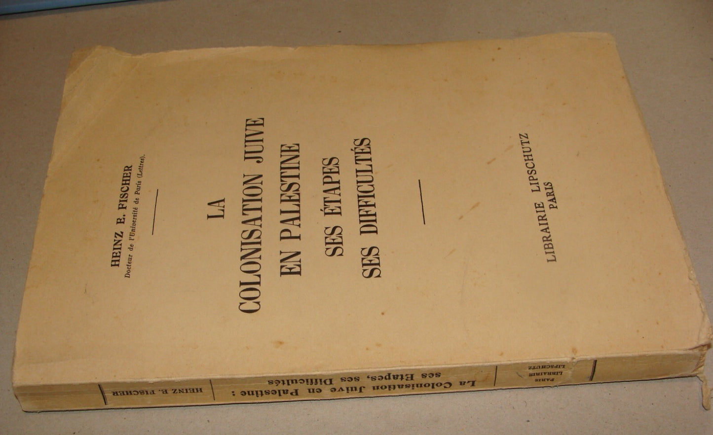 Book Jewish 1937 French France Palestine Israel Colonisation Zionism British Era