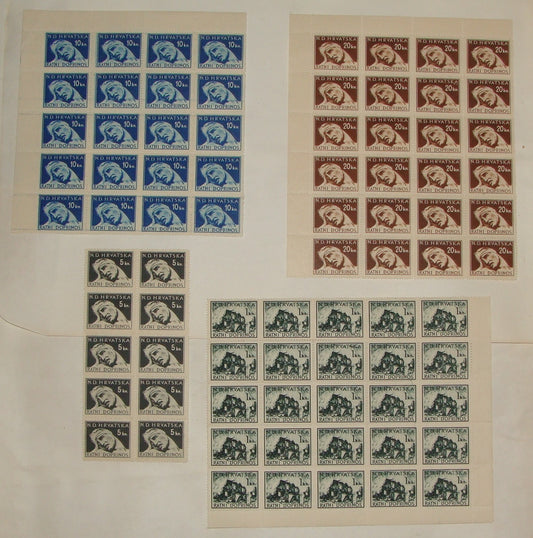 CROATIA 1944 1945 Stamp Lot Sheet Block Unused