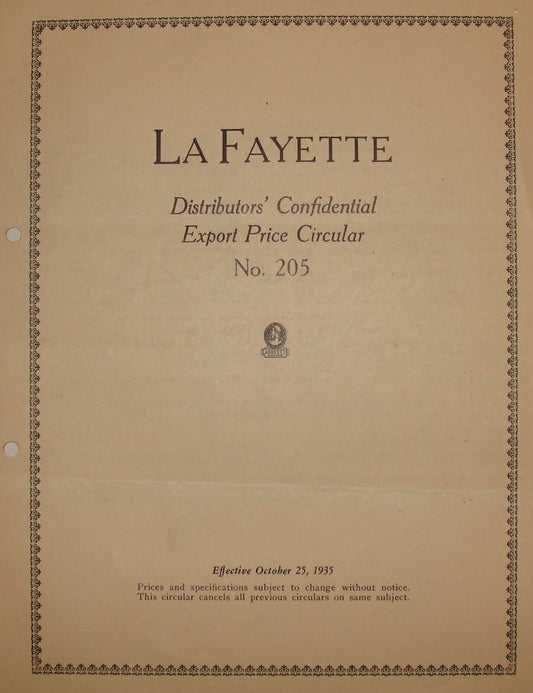 1935 American NASH LAFAYETTE Price Guide Car Truck Automobile Company