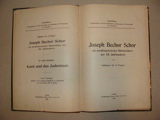 Germany Book Jewish Judaica 1907 German   French Joseph Bechor Schor History
