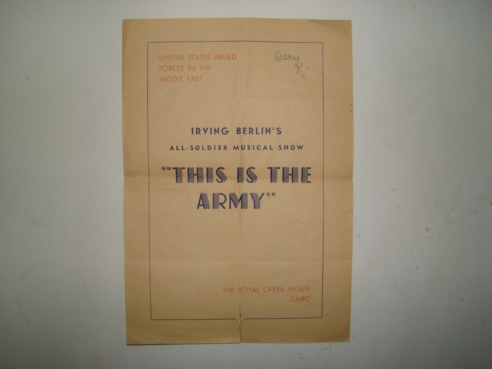 RARE World War II US Army Irving Berlin This Is The Army Program Musical Soldier