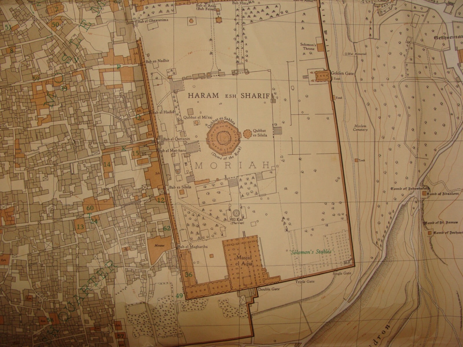 Map Jewish Judaica Israel Jerusalem Old City 1966