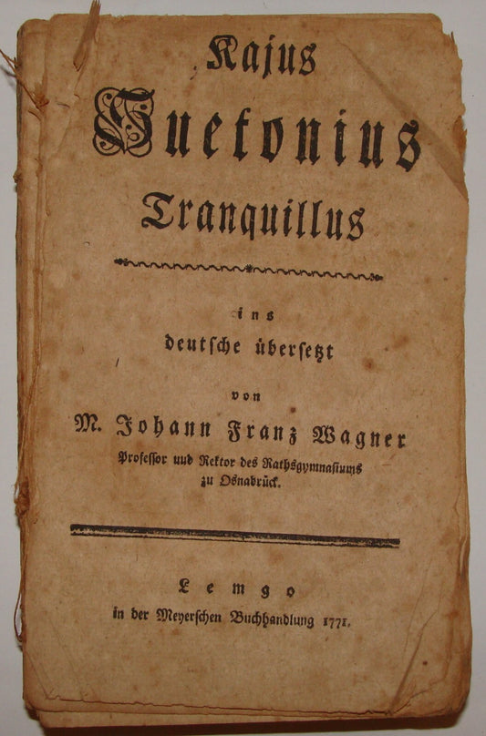 Germany 1771 Book Kajus Suetonius Tranquillus German   Lemgo Roman Literatue