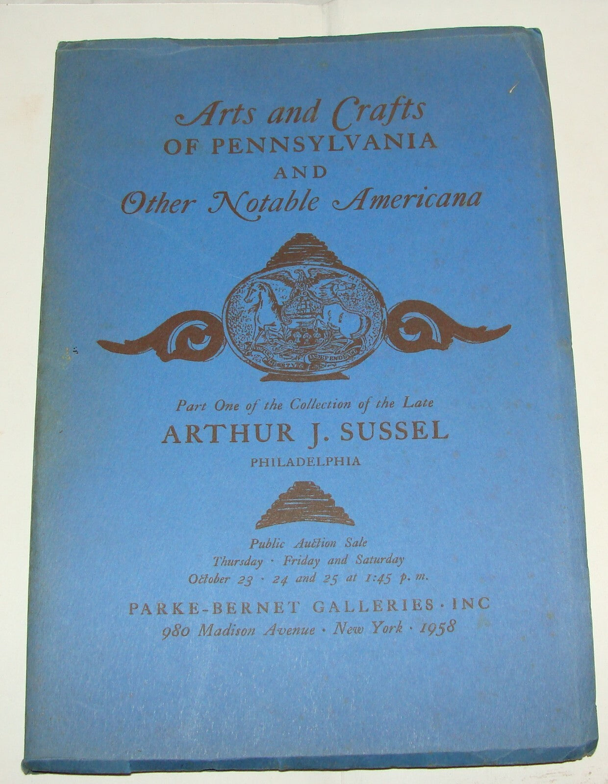 1958 arts & crafts of Pennsylvania Americana Parke Bernet Auction Catalogue