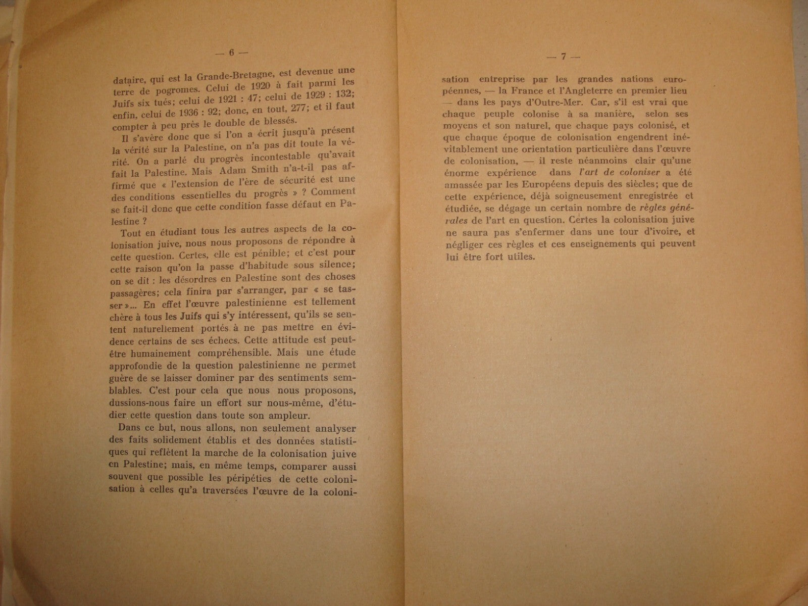 Book Jewish 1937 French France Palestine Israel Colonisation Zionism British Era