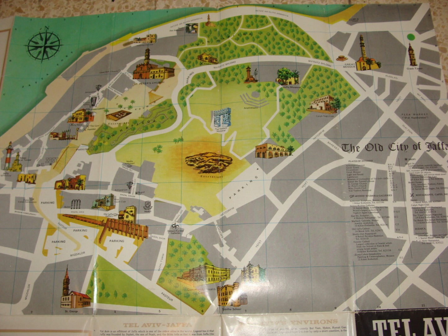 Jewish Judaica Israel TEL AVIV Pictorial Map 1980 Guide