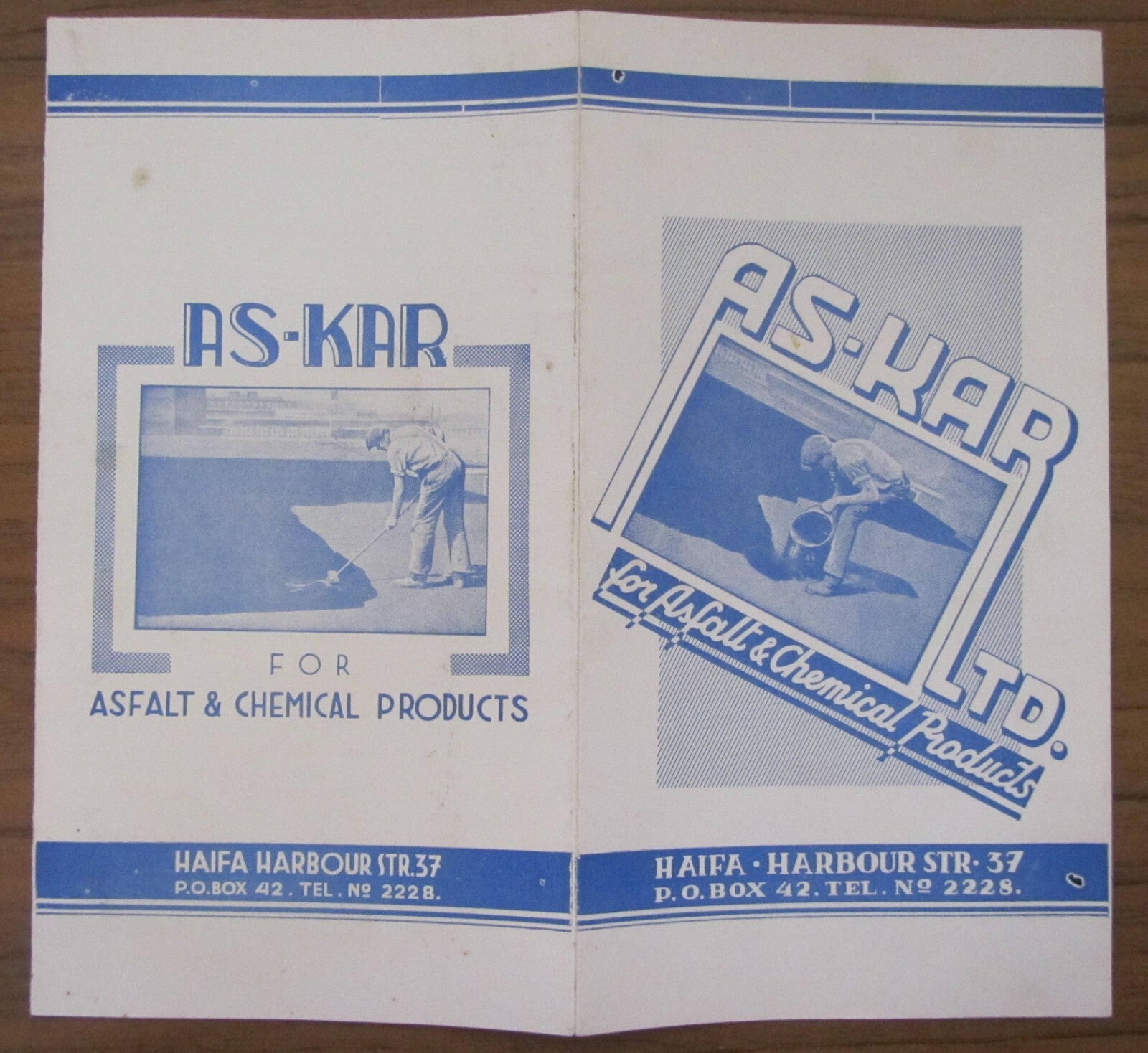 Ad Palestine Israel Israeli Hebrew AS-KAR Asfalt Chemical Company Brochure Haifa