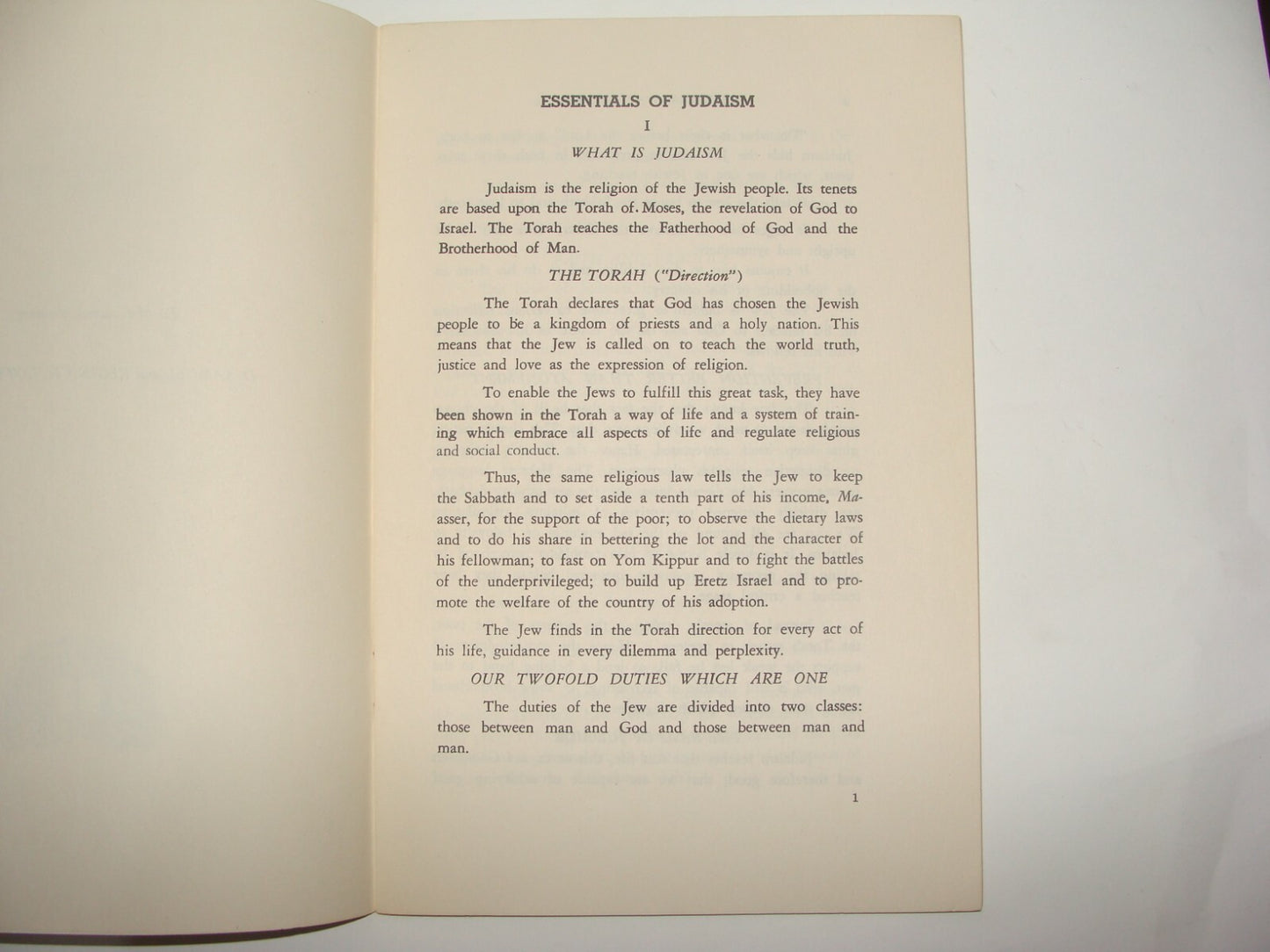 Booklet Jewish Judaica 1957 Rabbi Leo Jung Essentials of Judaism New York USA