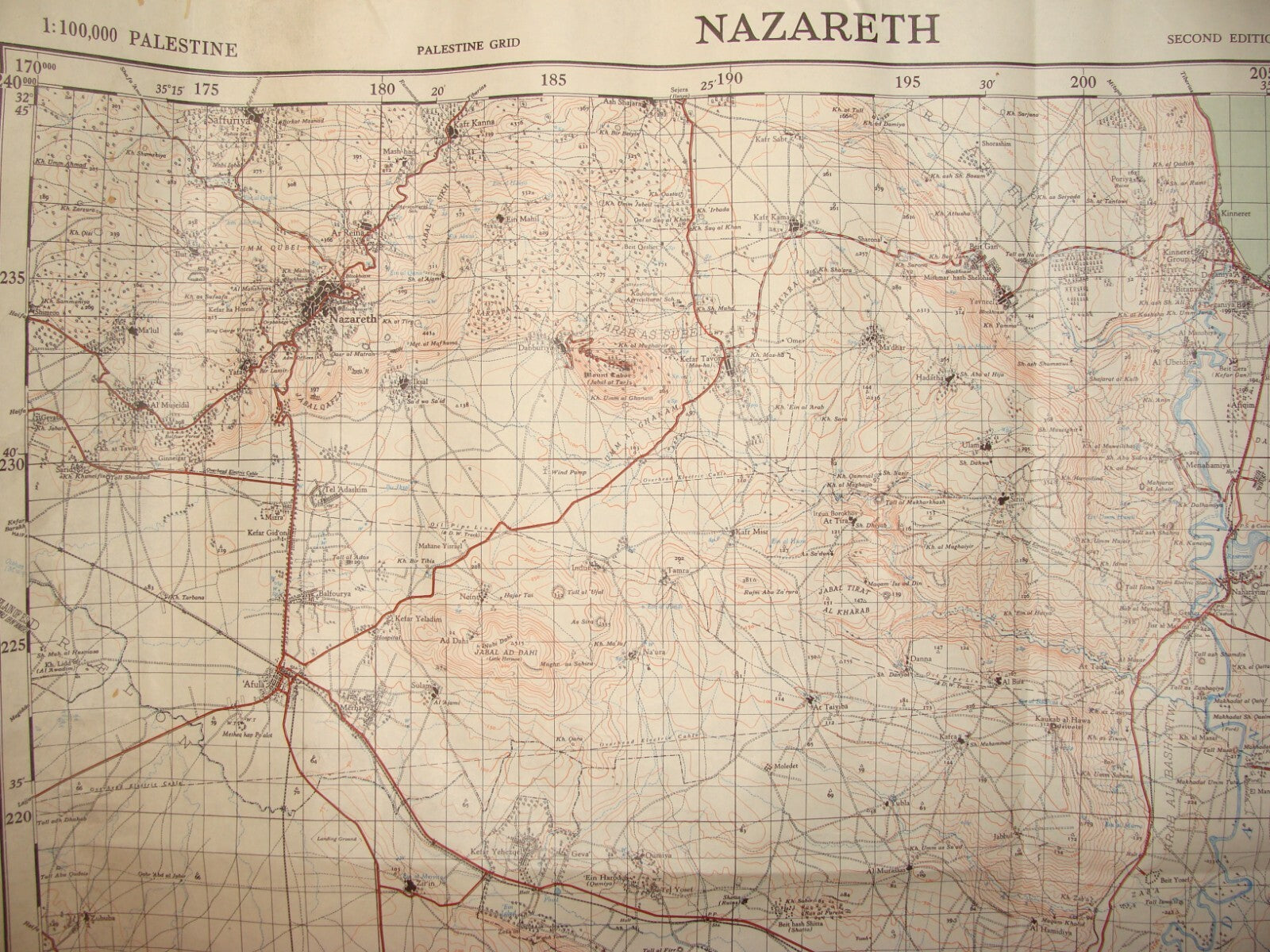 Map Palestine 1944 Israel Nazareth Beit Shean Arab Beisan Jenin Afula Samakh