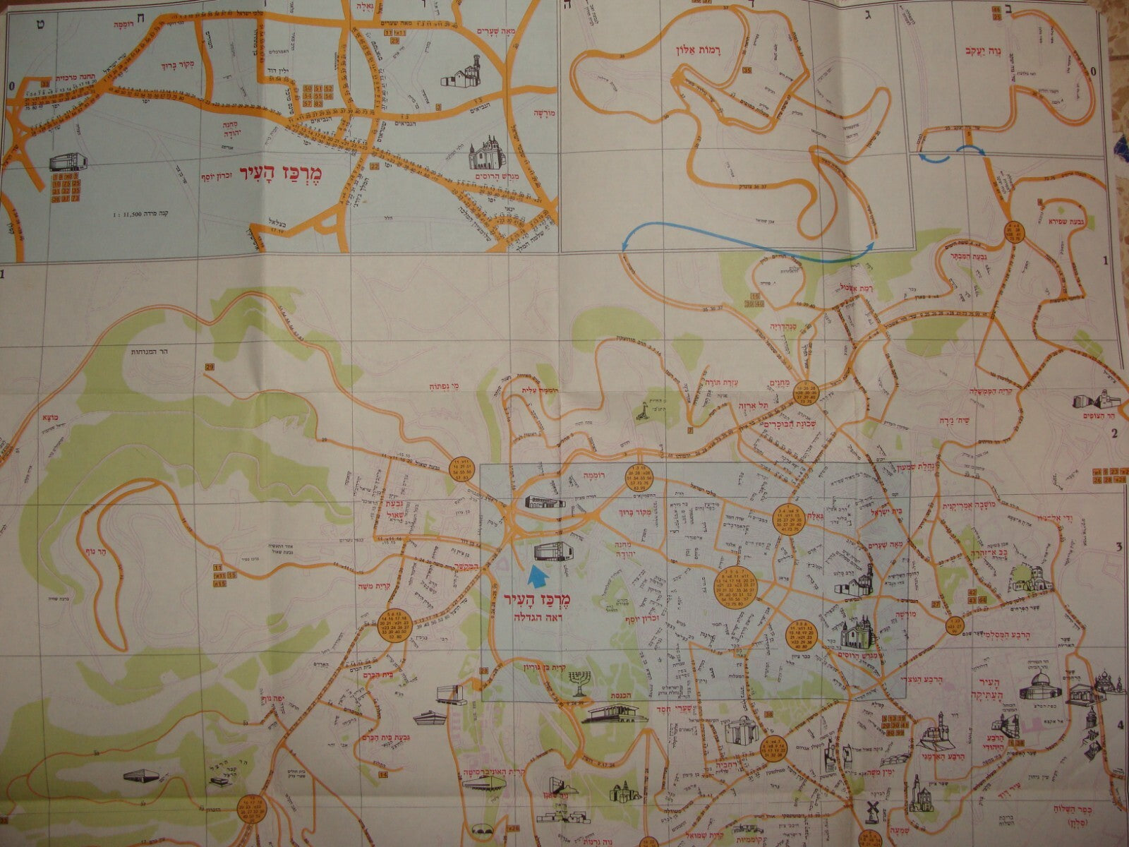1985 Jewish Judaica Israel Israeli Hebrew EGGED Bus Company Lines Map Jerusalem