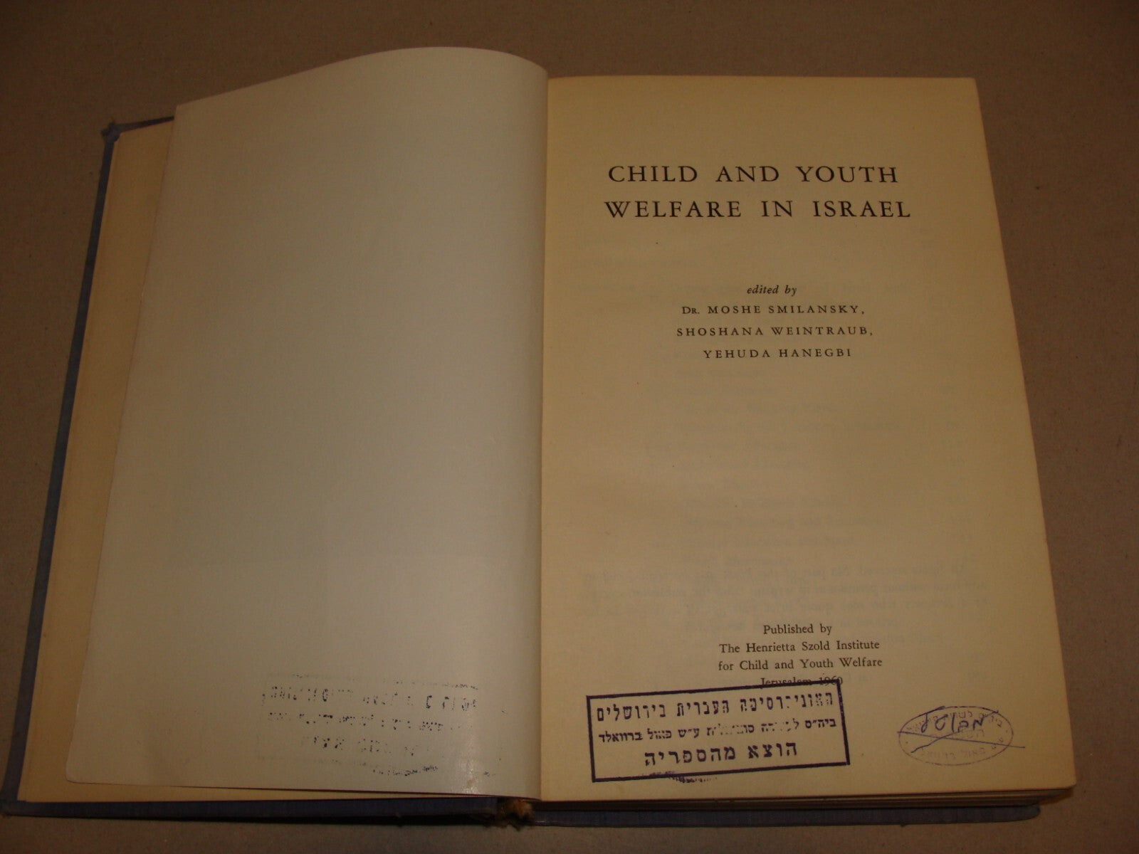 Book Jewish 1960 Child and Youth Welfare in Israel Henrietta Szold Zionist