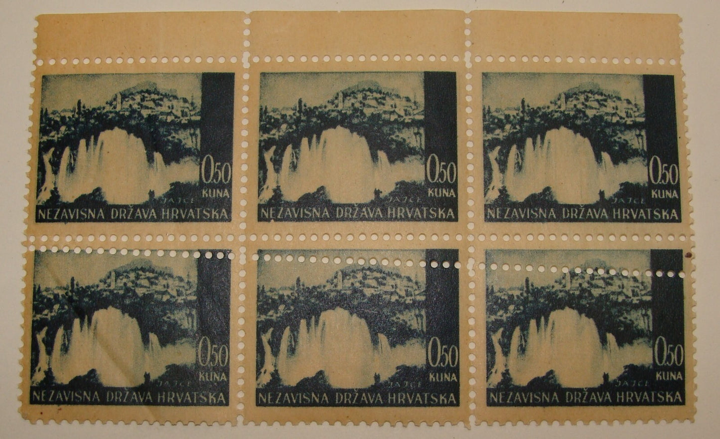 1941 CROATIA Stamp Block 0.50 Kuna ** PERFORATION ERROR **