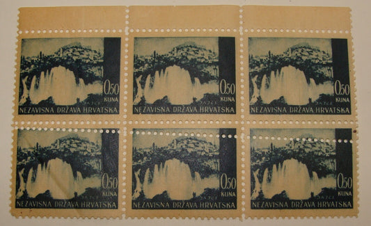 1941 CROATIA Stamp Block 0.50 Kuna ** PERFORATION ERROR **