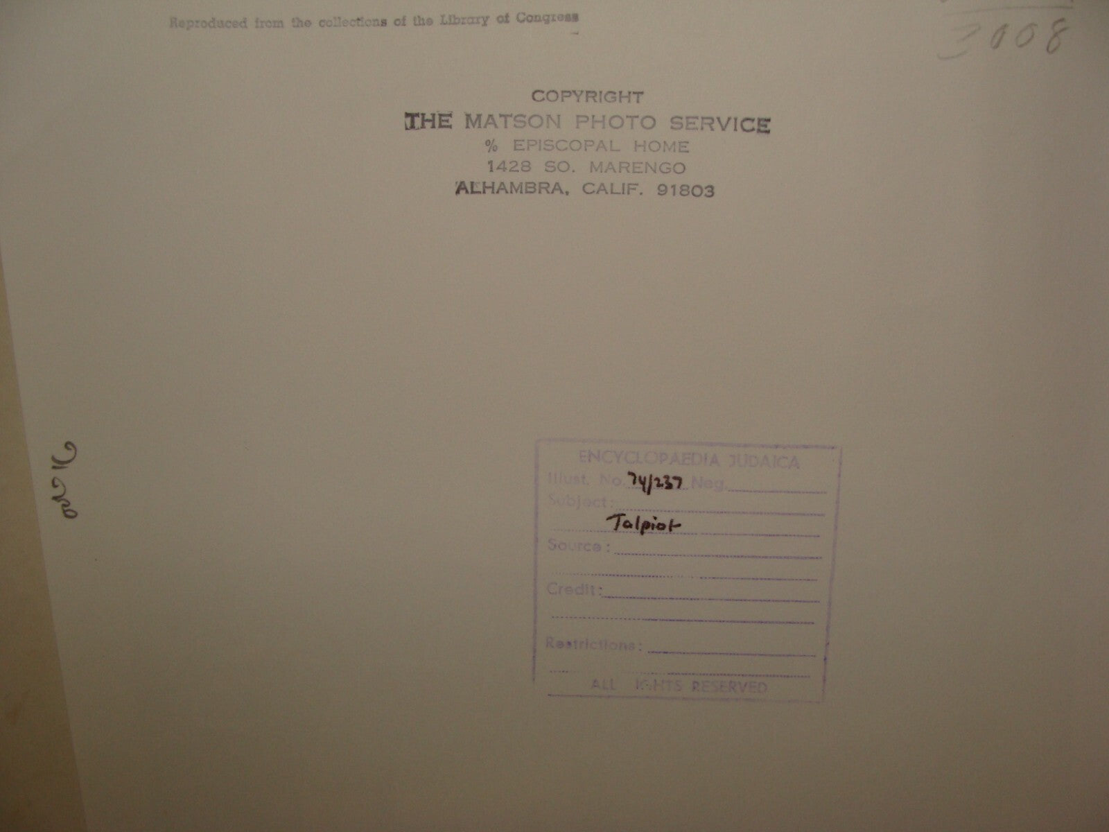 Photo Print, Palestine Israel Jerusalem 1922 Talpiyot Talpiot MATSON