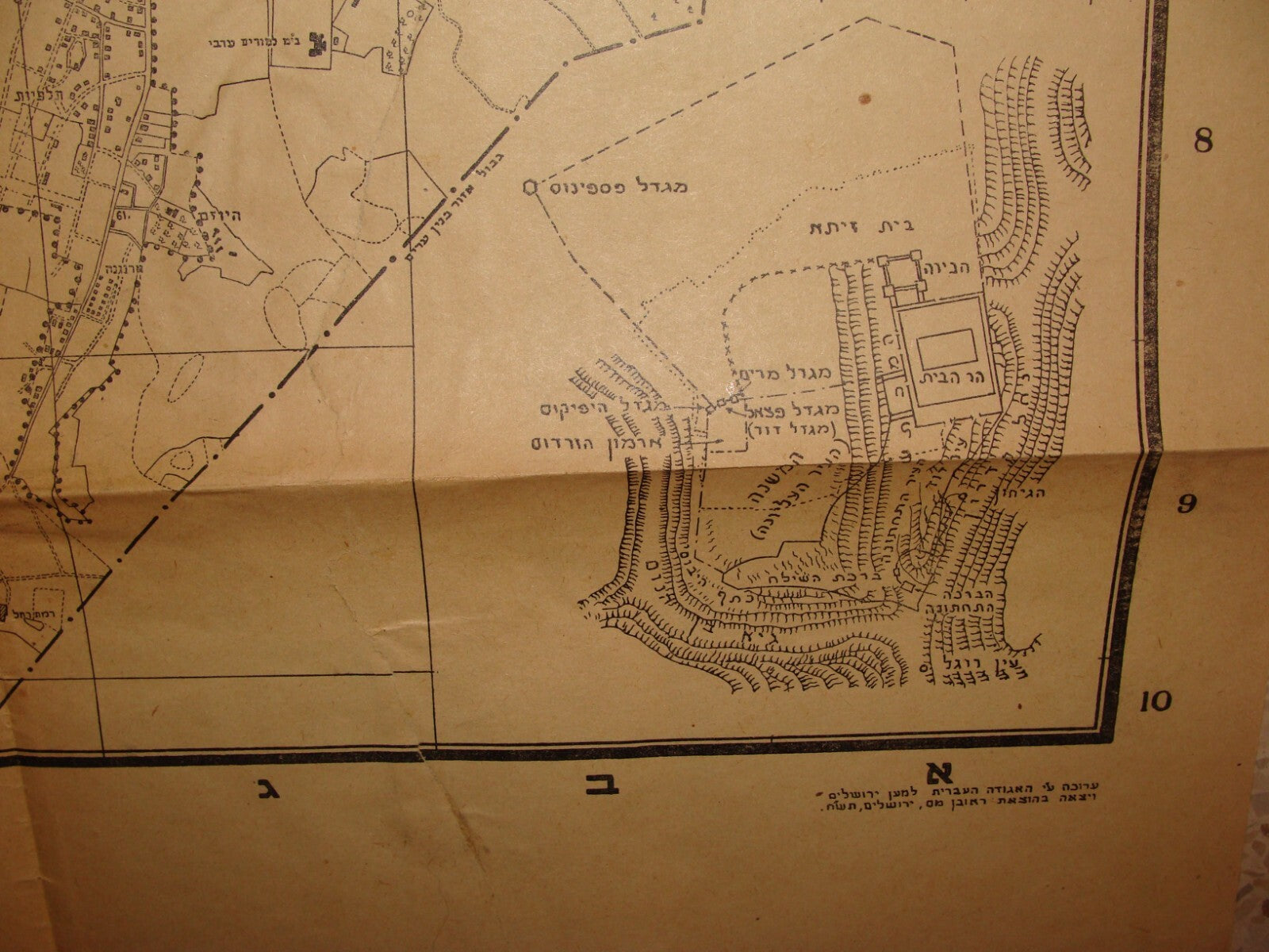 RARE Palestine Israel JERUSALEM 1948 Map Jewish Hebrew Association Reuben Mass