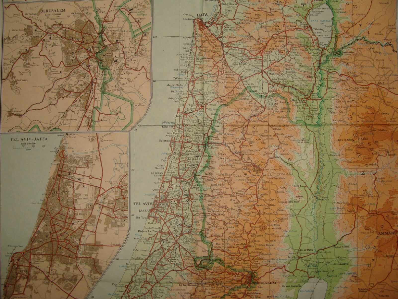 Ad Israel Guide Road Map 1954 PALES Company 40x96 cm Armistice War Line