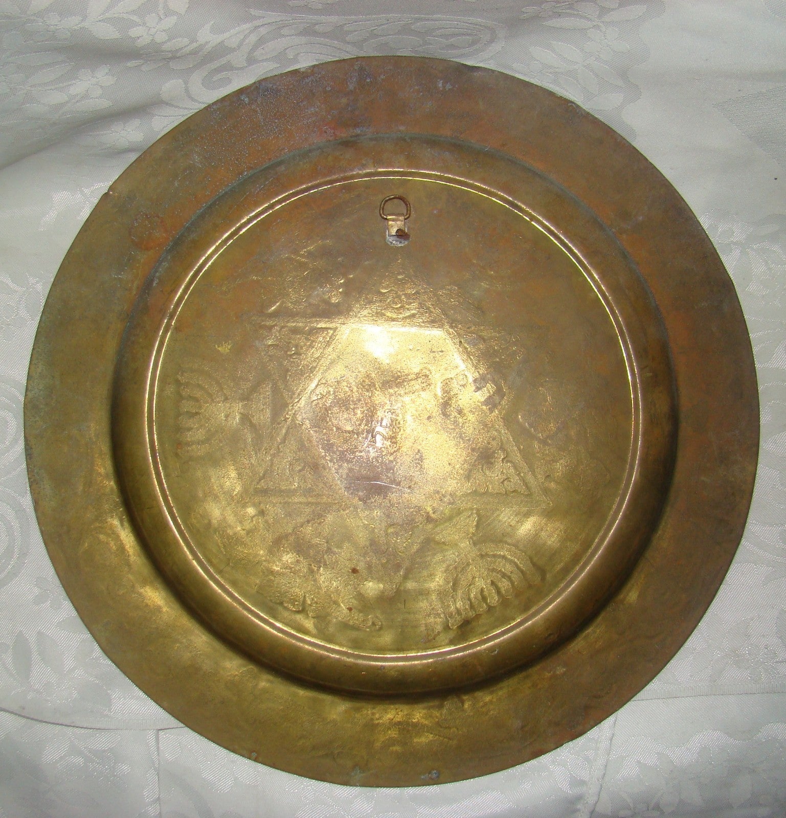 Jewish Judaica Antique VTG Rabbi Morocco Moroccan Sephardi Amulet Plate Brass