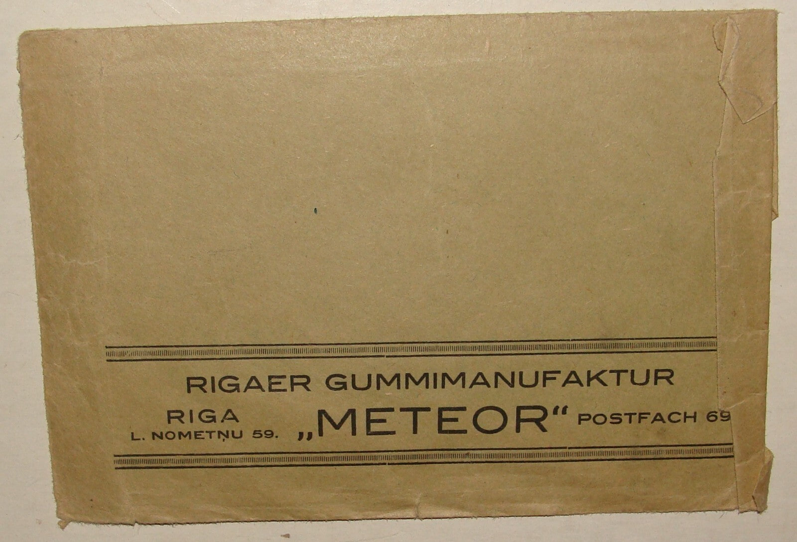 1930s-40s Lithuania Riga German Cover Business Company Ribber Factory METEOR