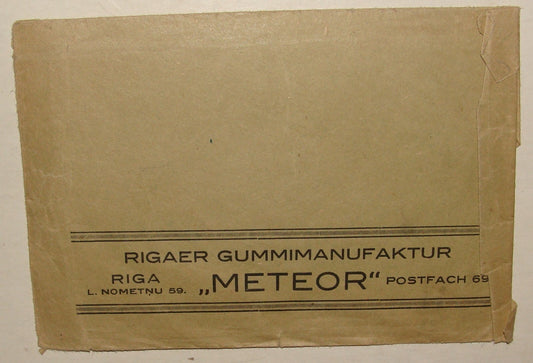 1930s-40s Lithuania Riga German Cover Business Company Ribber Factory METEOR