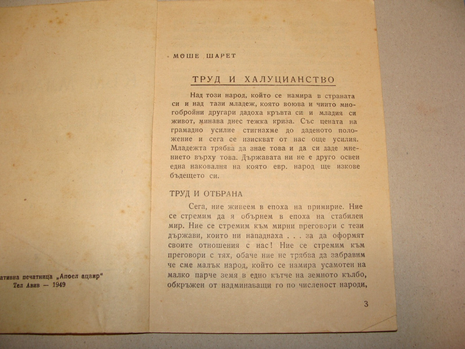 Pamphlet Jewish Map 1949 Israel Israeli Russian Political Mapai Zionist Left