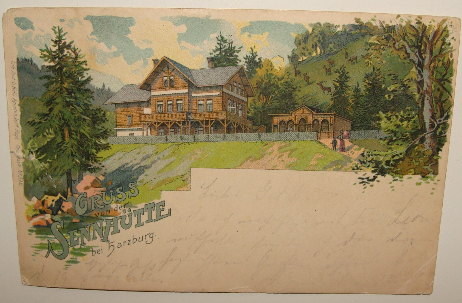 Germany Antique 1900   Gruss von der Sennhutte Harzburg Postcard Letter