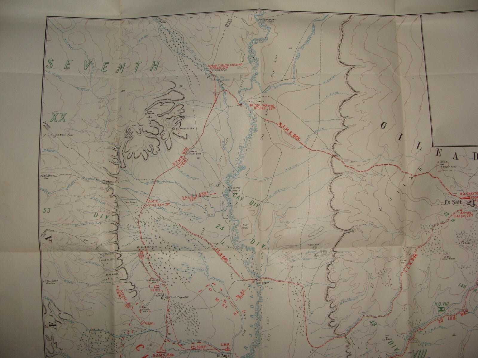 Palestine Israel Map Army Military WWI Turkish British Army Military CHAYTOR'S