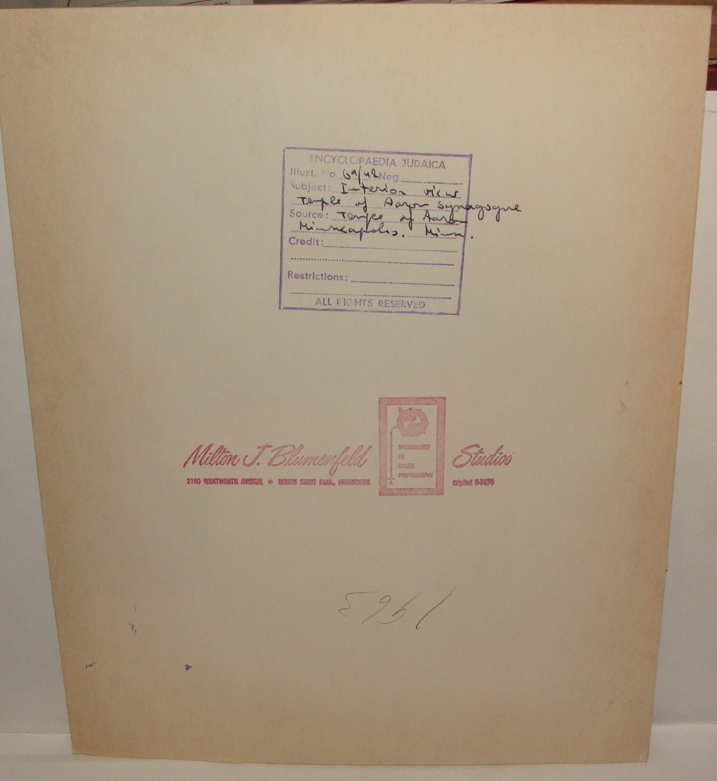 $ Photo Jewish American Judaica Temple of Aaron Synagogue Minnesota Saint Paul