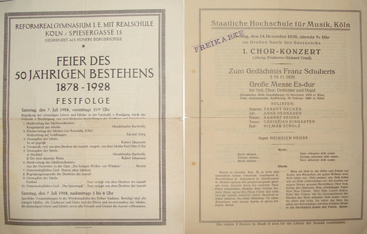Germany 1928 German Koln Music School Concert Ad Brochure Opera Classical