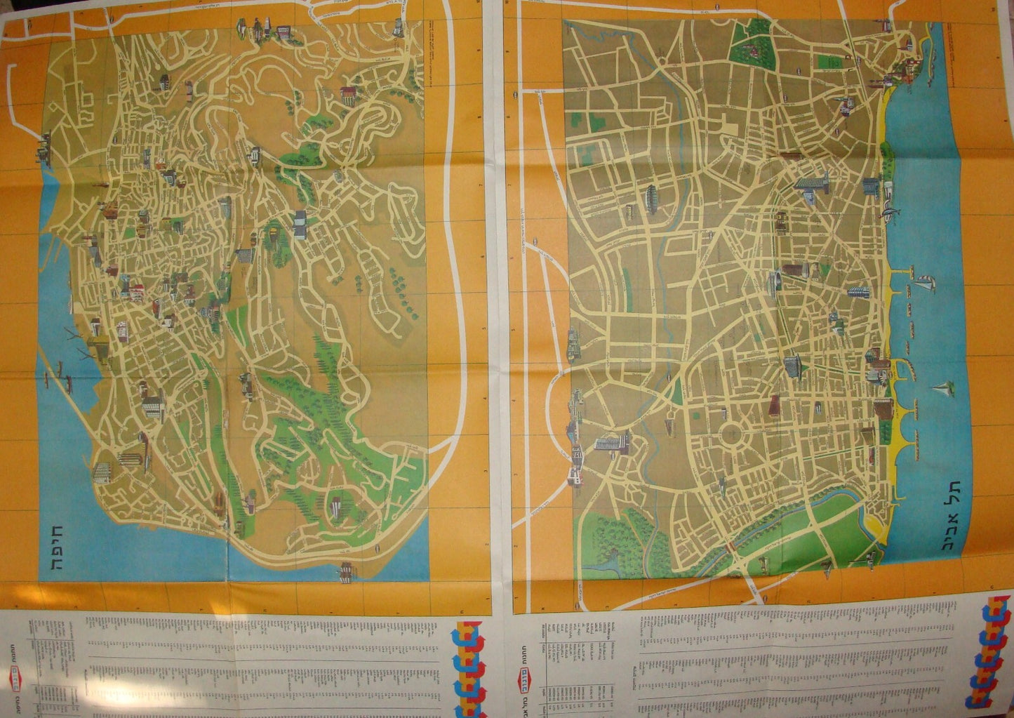 Map Israel Israeli 1986 SONOL Gas Oil Company Haifa Tel Aviv Pictorial