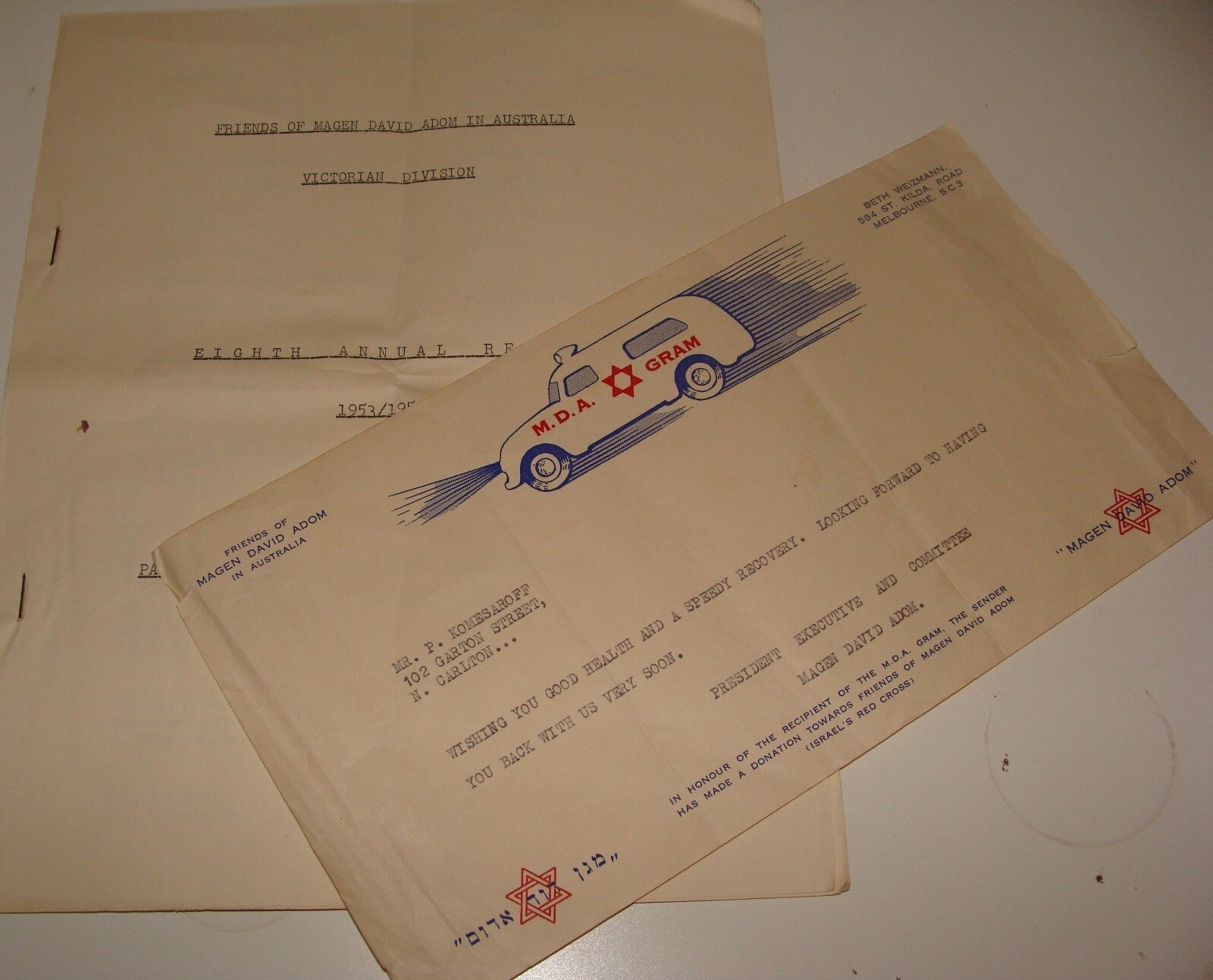 Jewish Judaica Australia 1950s Magen David Adom Victorian Division First Aid