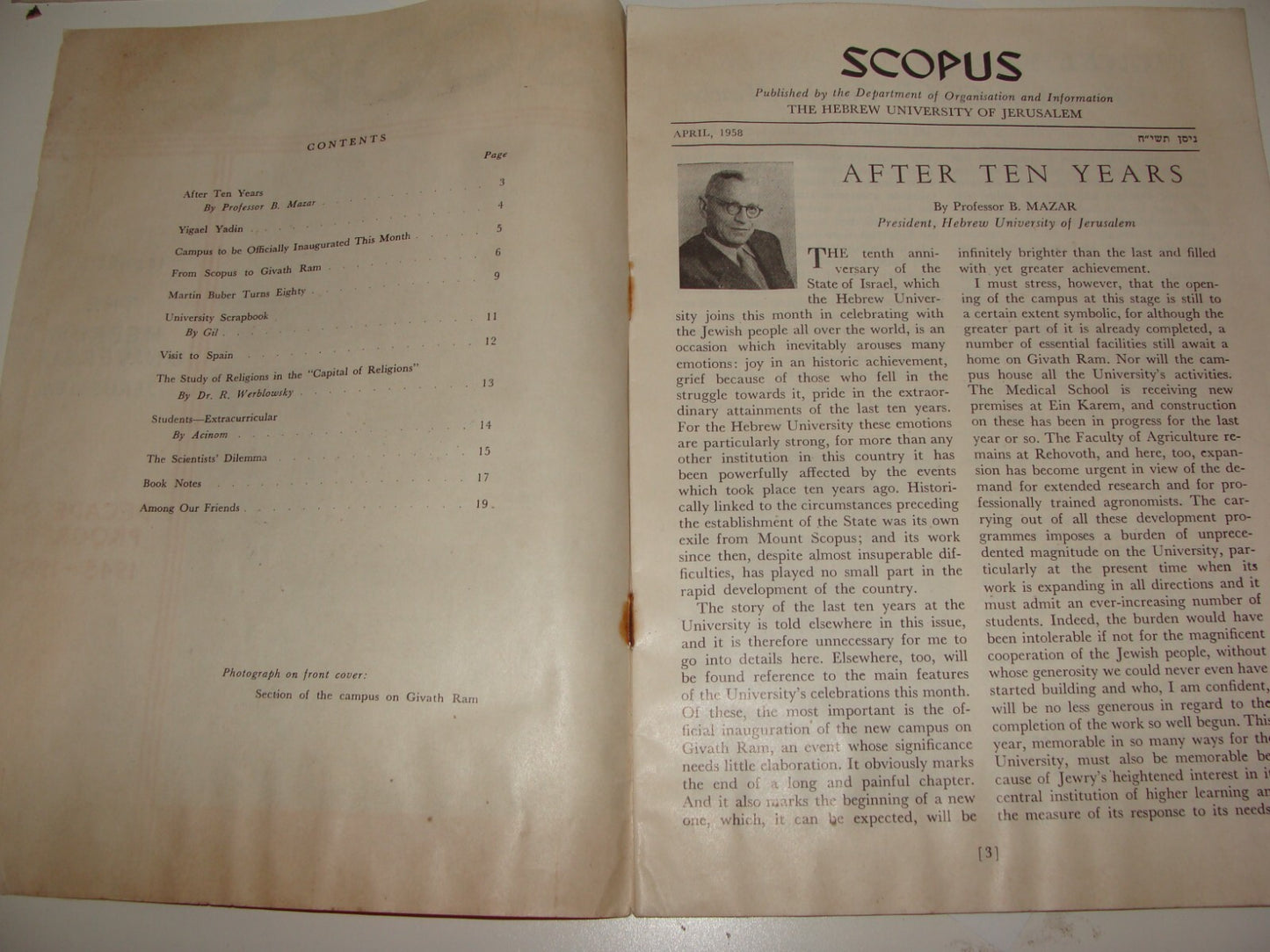 Booklet Jewish Israel Israeli Jerusalem Mount Scopus Hebrew University 1958