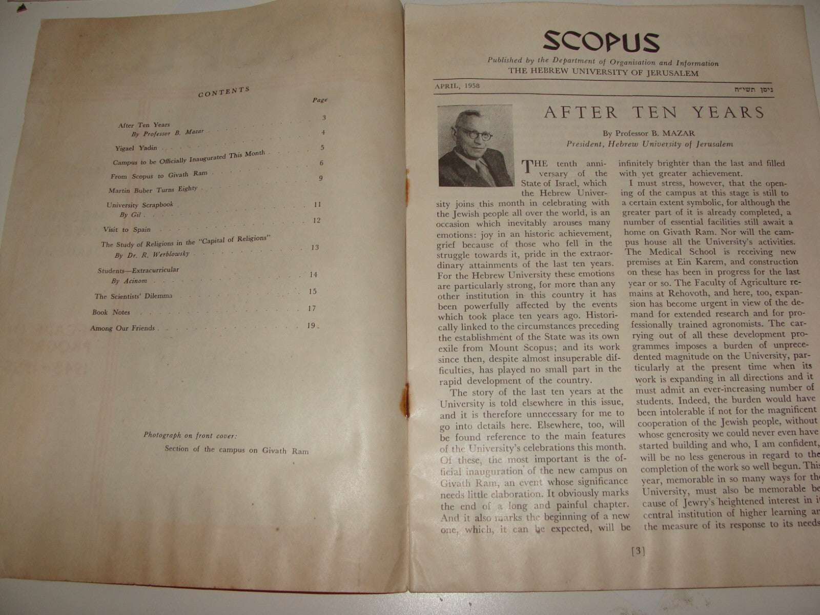 Booklet Jewish Israel Israeli Jerusalem Mount Scopus Hebrew University 1958