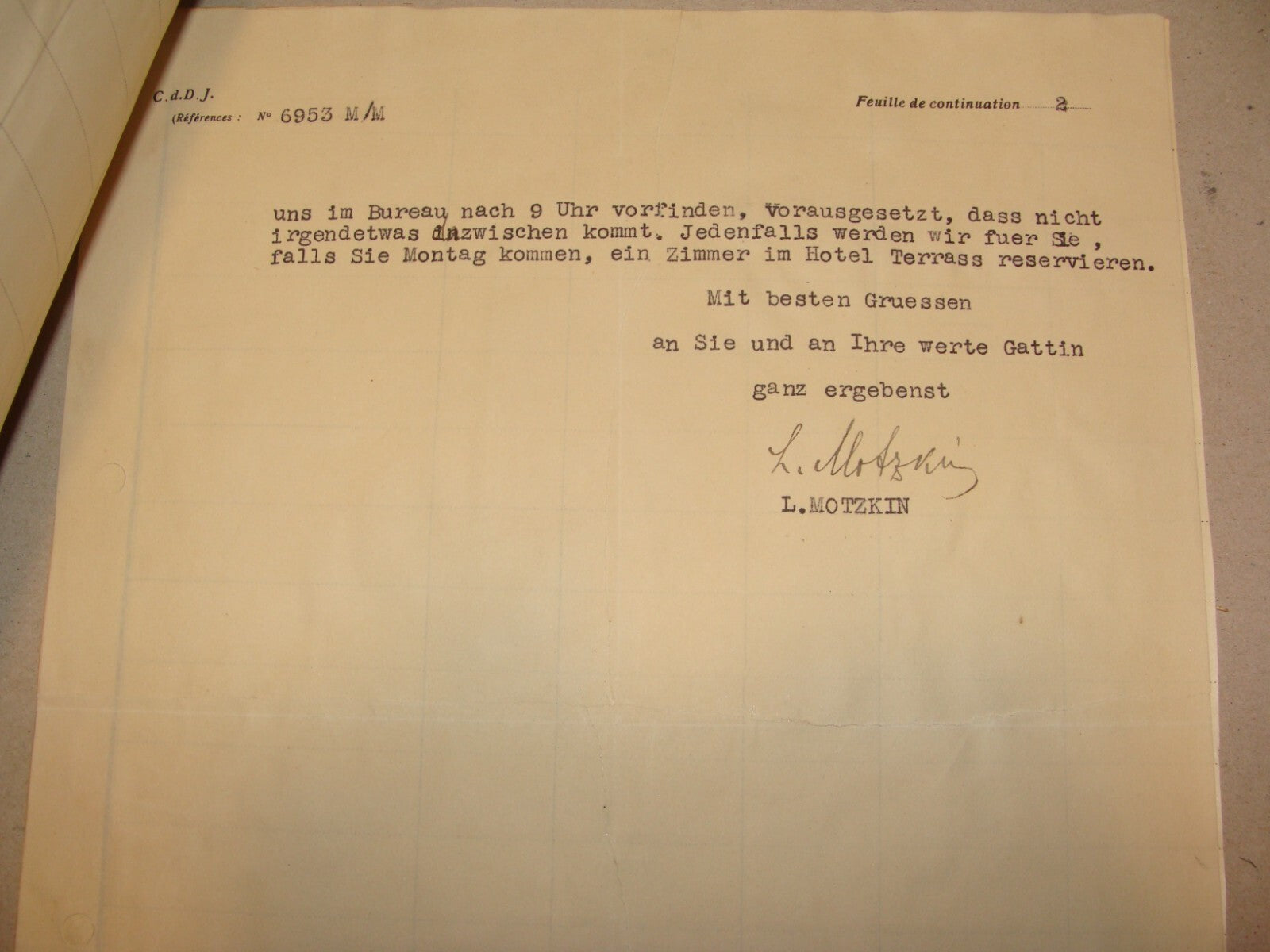 Letter Jewish 1928 Paris LEO MOTZKIN SIGNED Feinberg Zionist Committee German