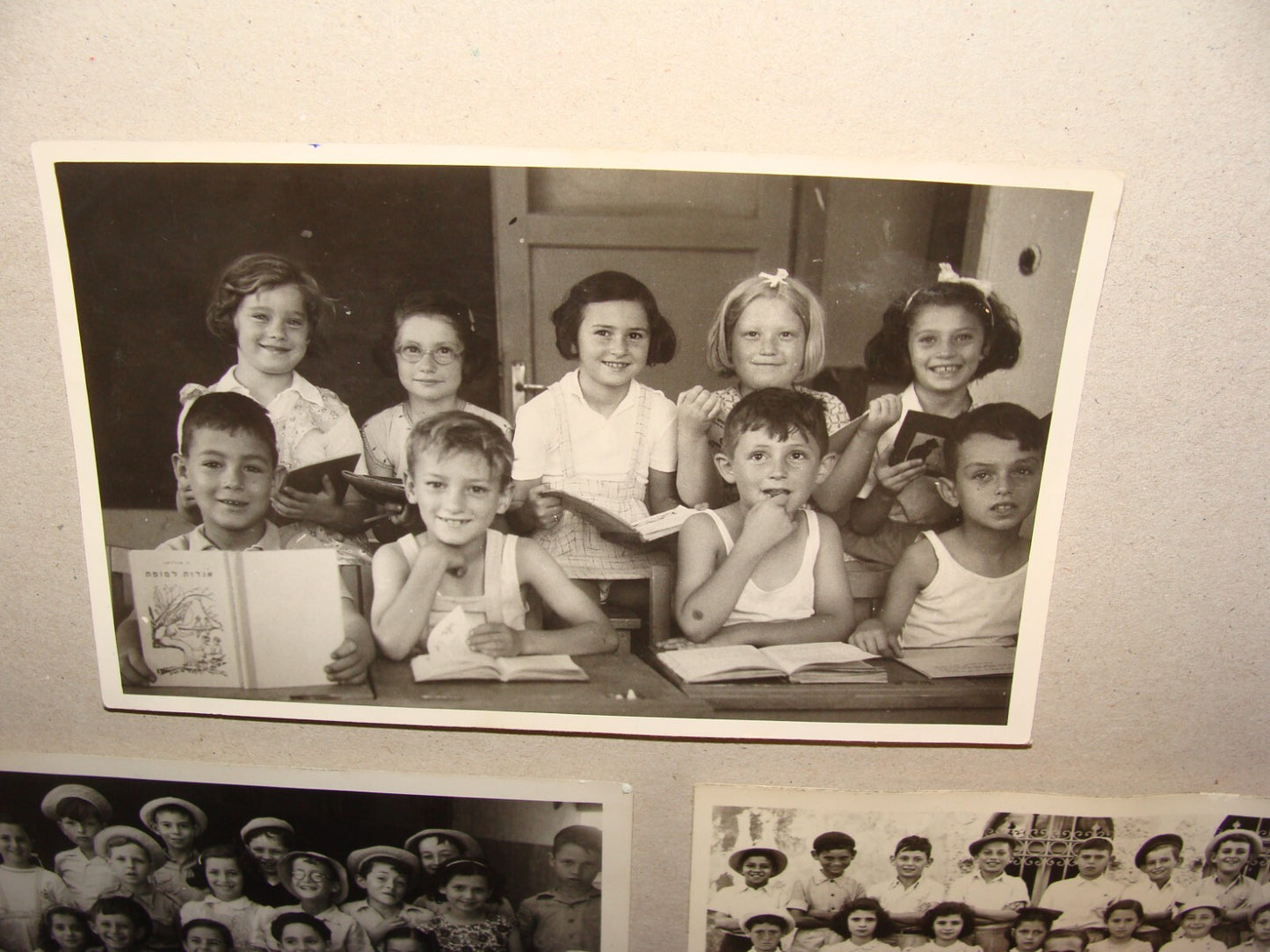 Photo Palestine Jewish Judaica 1940s Israel Hebrew School Kids Children x3