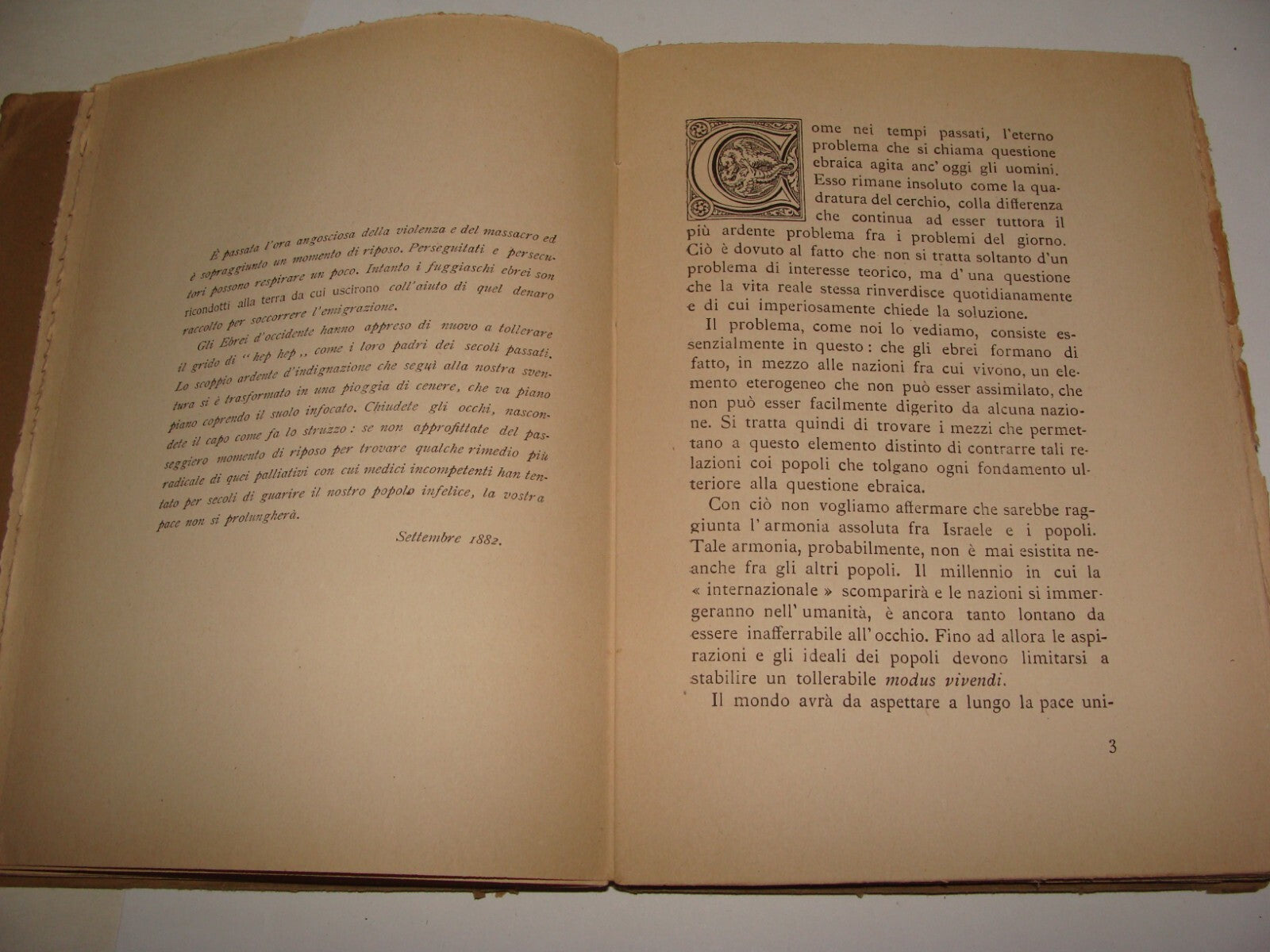 Book Jewish 1922 Auto Emancipation Italy Italian Zionist Pinsker Ussishkin